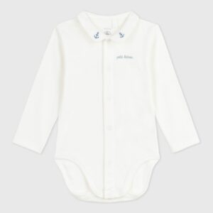 Petit Bateau - Body con colletto ricamato 6m