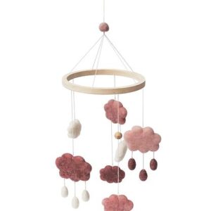 Sebra - Felted Baby Mobile Clouds - pink