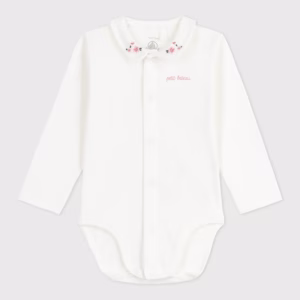 Petit bateau - body con colletto ricamato