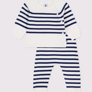 Completo 2 pezzi in maglia a righe marinière