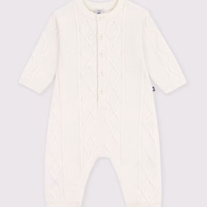 Petit bateau- Tutina in maglia di misto lana e cotone tinta unita