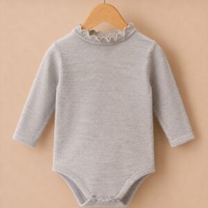 Piccoli Principi - Body con colletto in pizzo lana merino corda
