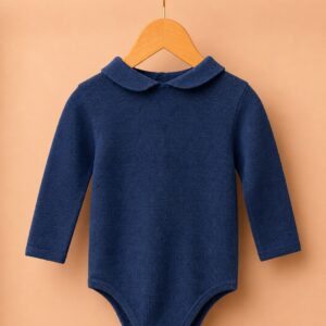 Piccoli Principi - Body con colletto tondo lana blu