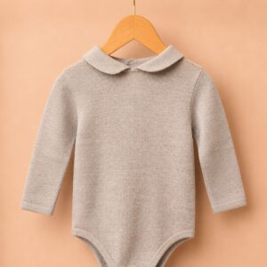 Piccoli Principi - Body con colletto tondo lana beige