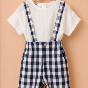 Piccoli Principi- Bermuda con bretelle vichy