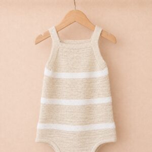 Piccoli Principi - Body rigato beige e panna in lino e cotone