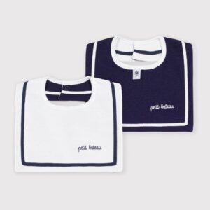 Petit Bateau - Bavagliolino in cotone bianco e blu