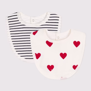 Petit Bateau-Set Set di bavaglini righe e cuori TU