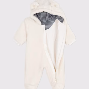 Petit Bateau-Tuta imbottita tinta unita con orecchie