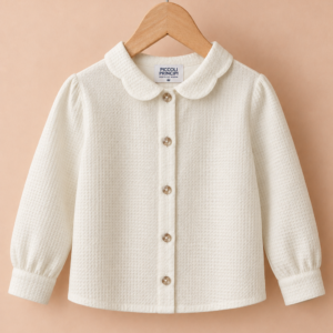 Piccoli Principi-FARFALLA camicia cotone nido d'ape bianca