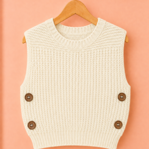 Piccoli Principi-Gilet lana maglia inglese panna
