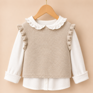 Piccoli Principi-Gilet rouches lana corda