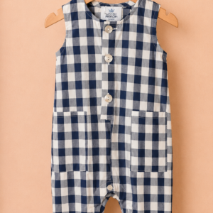 Piccoli Principi-JAEL salopette cotone vichy blu e bianco
