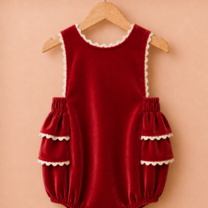 Piccoli Principi-JEIRA pagliaccetto rouches velluto rosso