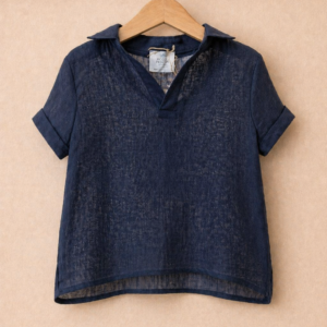 Piccoli Principi-MERLINO camicia lino blu