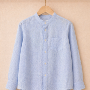 Piccoli Principi-NARUTO camicia coreana lino millerighe azzurre
