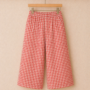 Piccoli Principi-PASTELLO pantalone in cotone vichy rosso