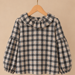 Piccoli Principi-ROSSELLA camicia tartan azzurro e marrone
