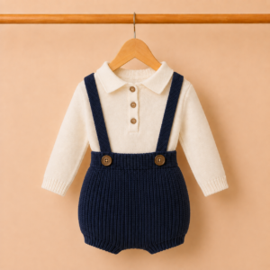 Piccoli Principi-Culotte con bretelle lana blu
