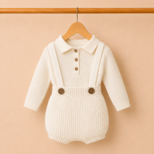 Piccoli Principi-Culotte con bretelle lana panna