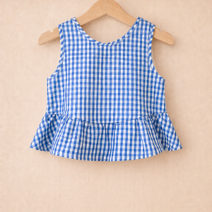 Piccoli Principi-TAIRA top vichy azzurro