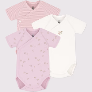 Petit Bateau- Body kimono MC fiori rosa